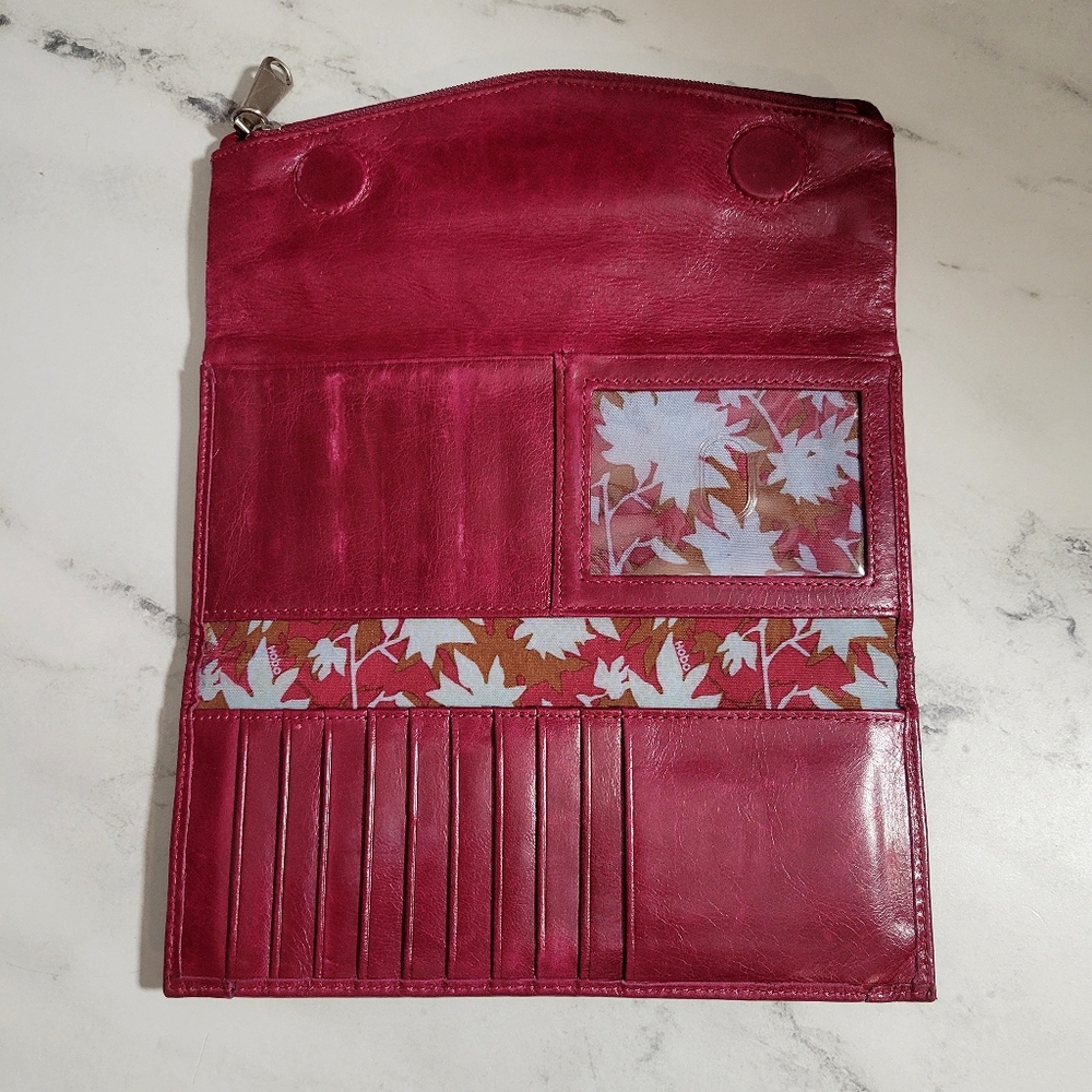 HOBO The Original Vintage Cranberry Leather Tri-Fold Wallet